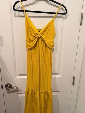 Banana Republic Yellow Knot-Front Maxi Dress